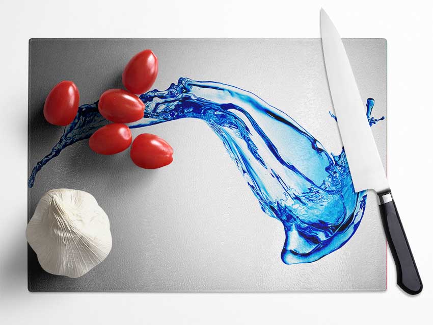 Blue Splash Motion Glass Chopping Board