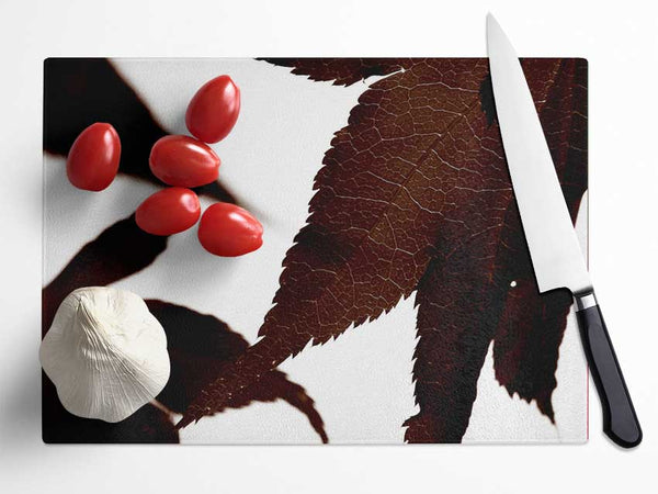 Brown Autumn Leaf Glass Chopping Board