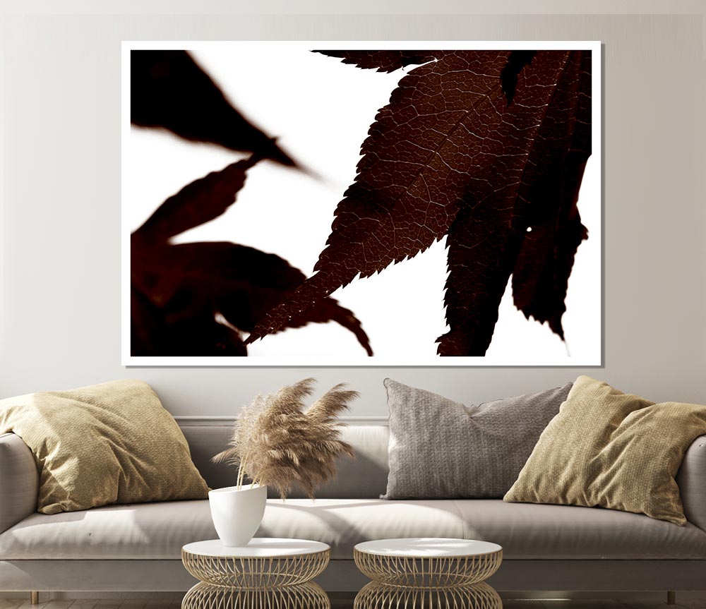 Brown Autumn Leaf Print Poster Wall Art