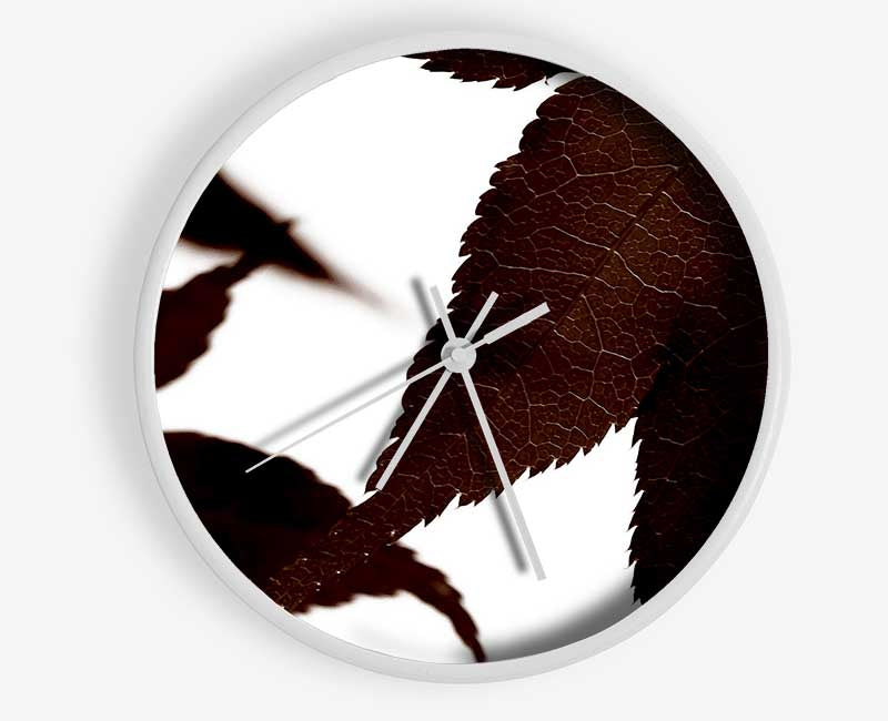 Brown Autumn Leaf Clock - Wallart-Direct UK