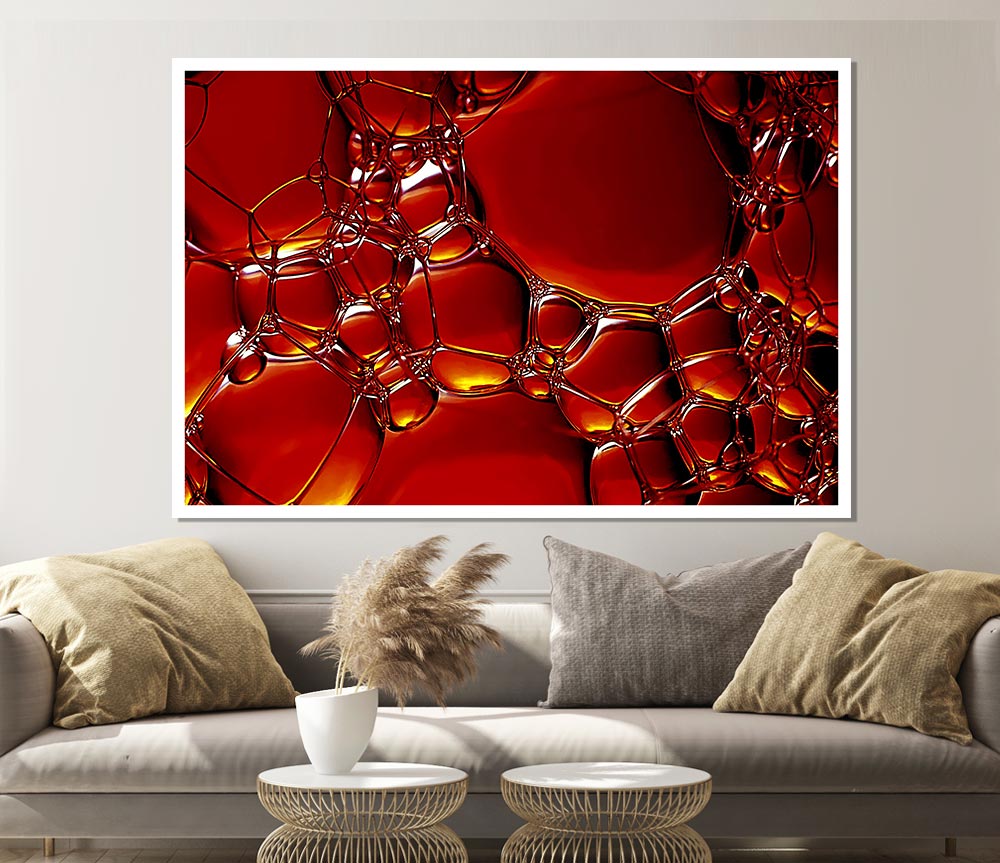 Burnt Orange Bubbles Print Poster Wall Art