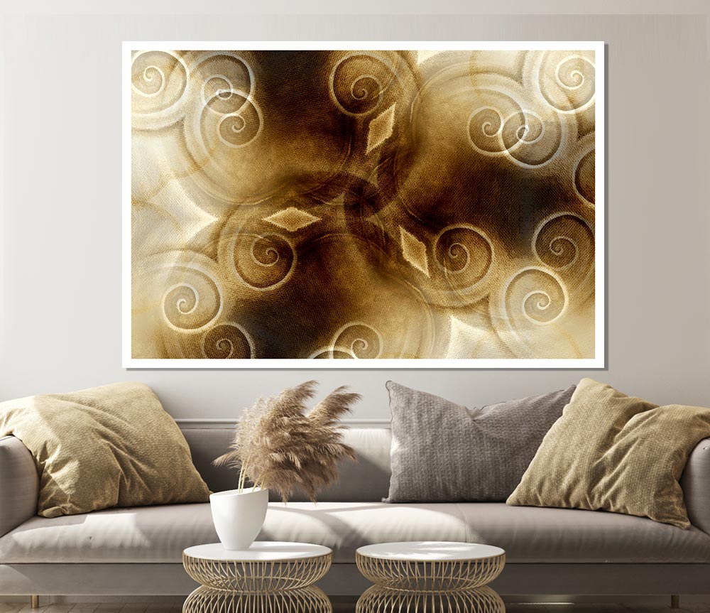 Caramel Swirls Print Poster Wall Art