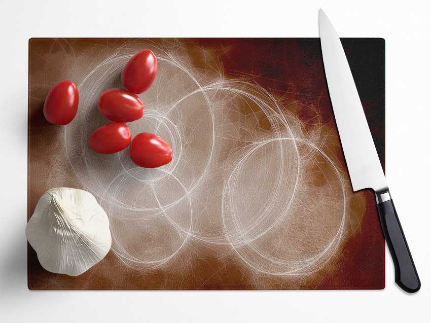 Chocolate Smoke Circles Glass Chopping Board