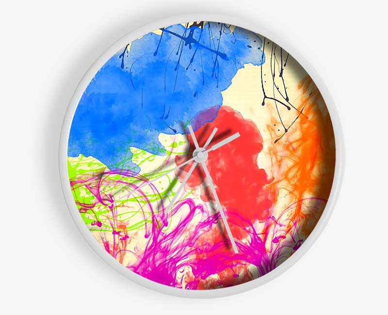 Colourful Clouds In The Garden Clock - Wallart-Direct UK