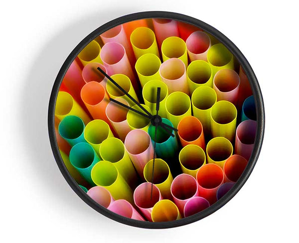 Colourful Straws Clock - Wallart-Direct UK