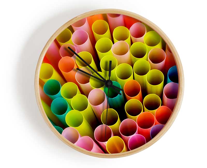 Colourful Straws Clock - Wallart-Direct UK