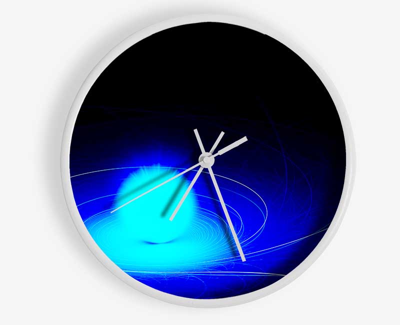 Electric Blue Swirl Clock - Wallart-Direct UK