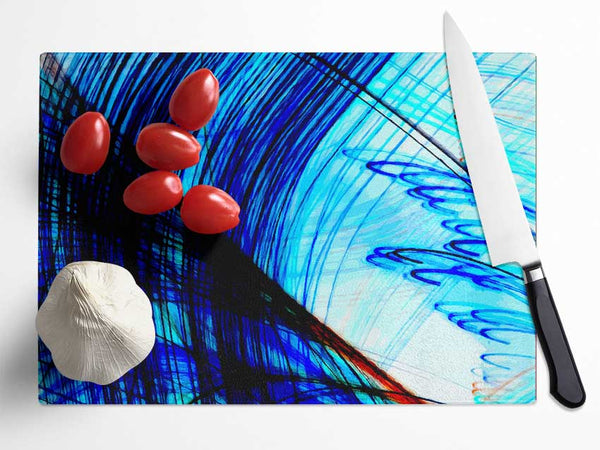 Electrical Blues Glass Chopping Board