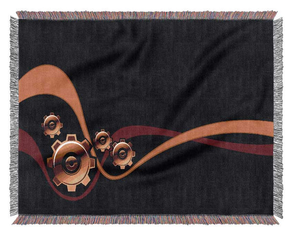 Gold Cogs Of Time Woven Blanket