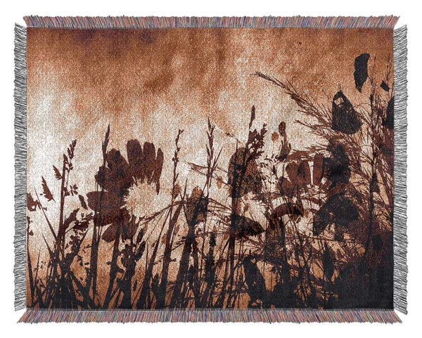 Golden Light Flower Woven Blanket