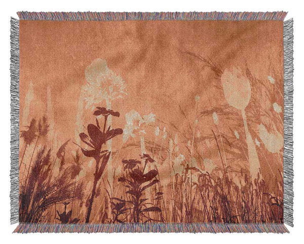 Golden Slash Flowers Woven Blanket