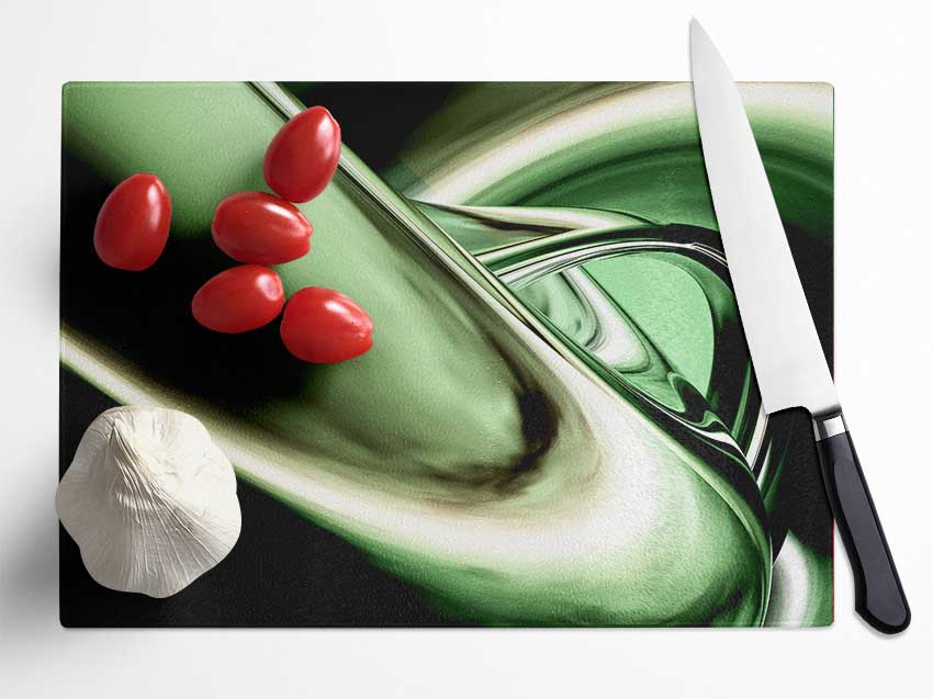 Green Time Tunnel Glass Chopping Board