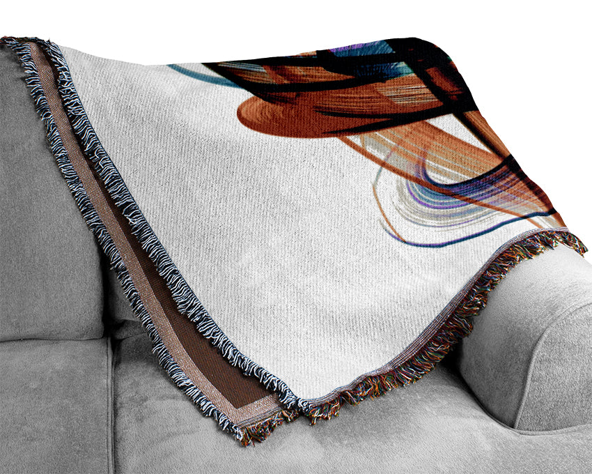 Helter Skelter Rainbow White Woven Blanket