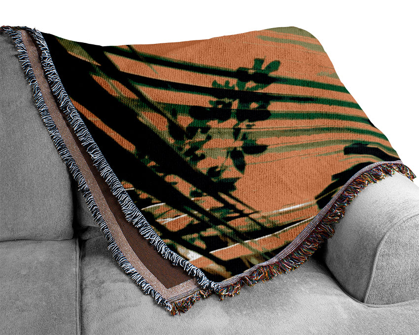 Lime Palm Tree Woven Blanket