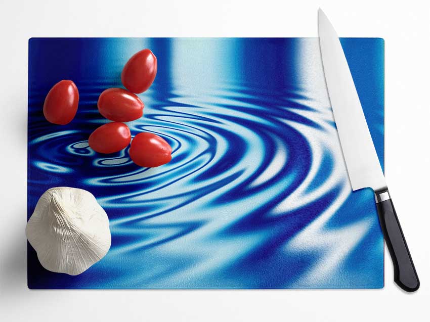 Liquid Blue Ripples Glass Chopping Board