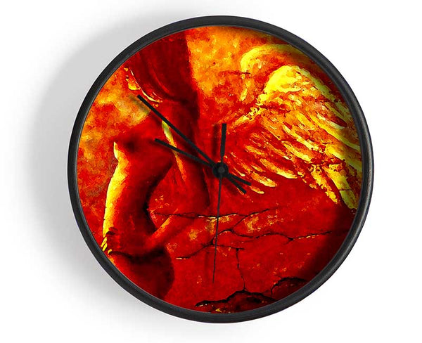 Orange Angel Wings Clock - Wallart-Direct UK