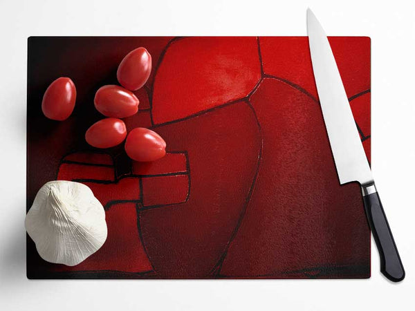 Over The Hill Red Glass Chopping Board