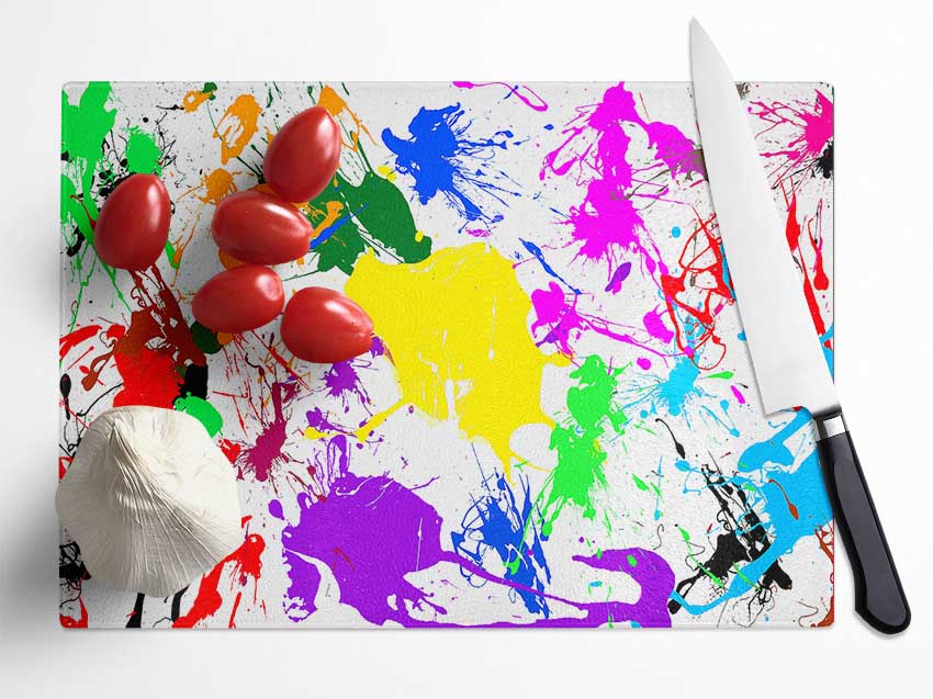 Paint Splatter Glass Chopping Board