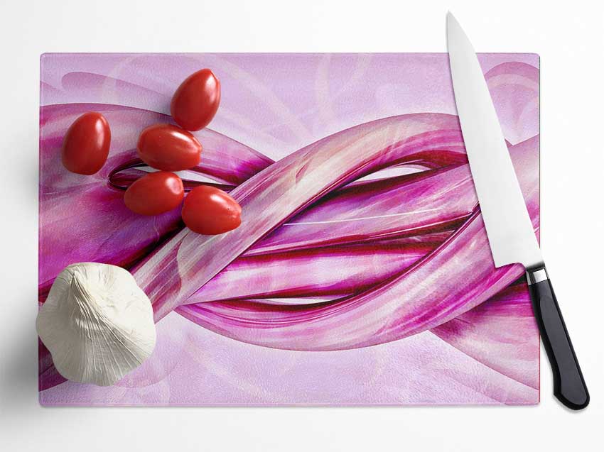 Pink Knots Glass Chopping Board