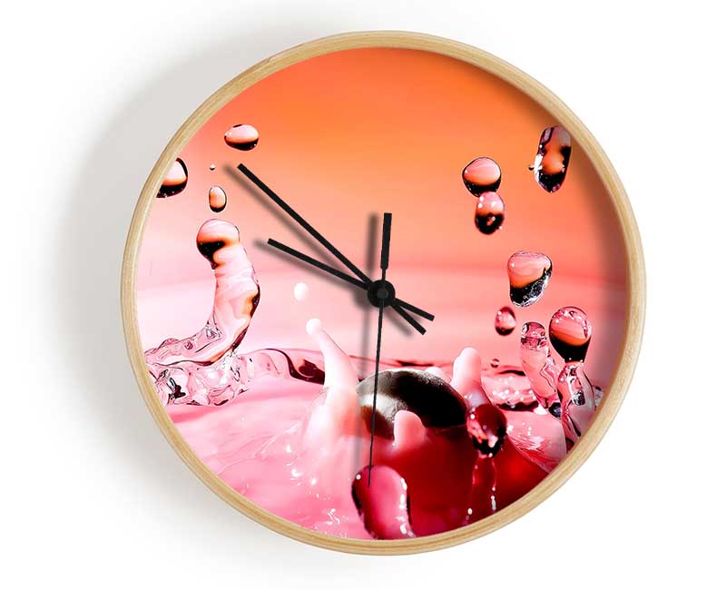 Pink Water Splash Clock - Wallart-Direct UK