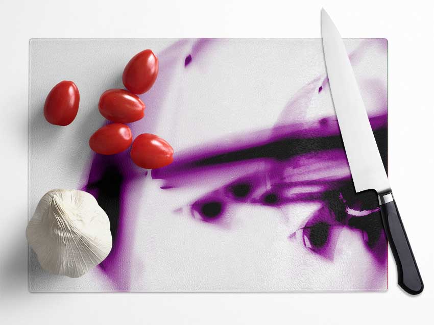 Purple Alien Planet Glass Chopping Board