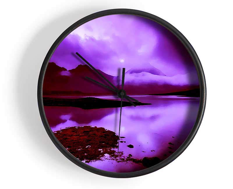 Purple Loch Dusk Clock - Wallart-Direct UK