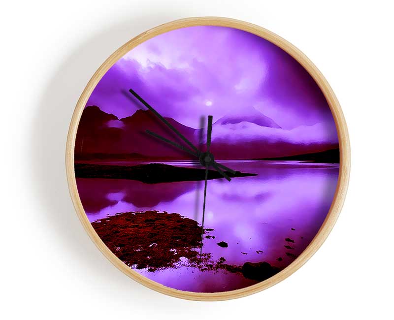 Purple Loch Dusk Clock - Wallart-Direct UK