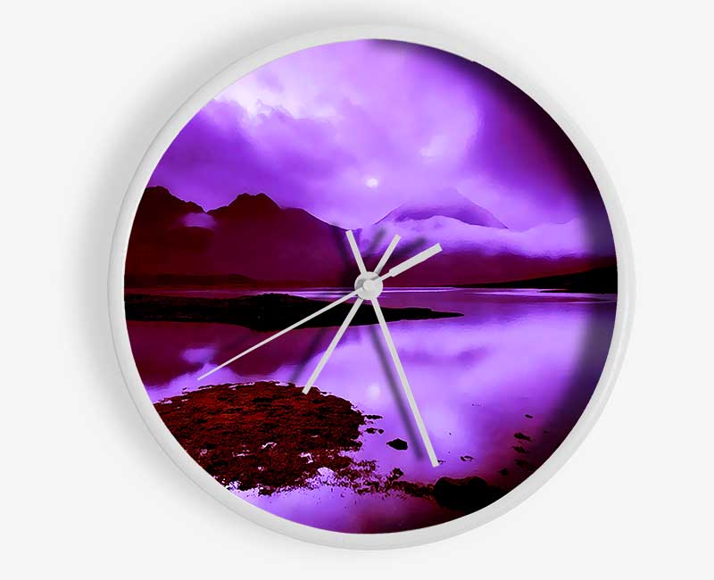 Purple Loch Dusk Clock - Wallart-Direct UK