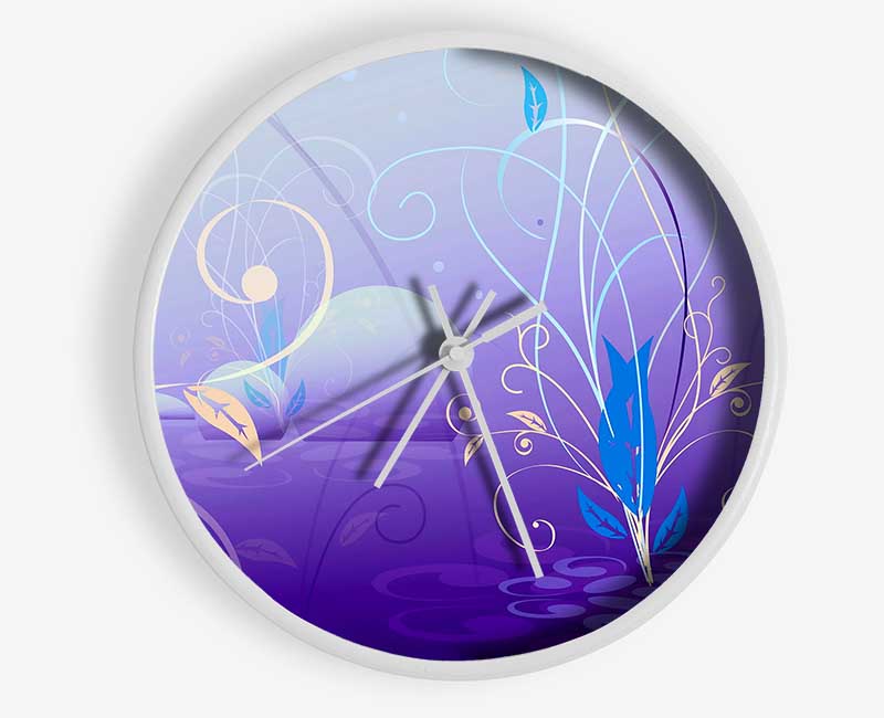 Purple Pebbles Clock - Wallart-Direct UK