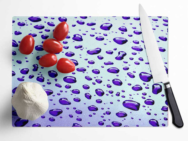 Purple Raindrops Glass Chopping Board