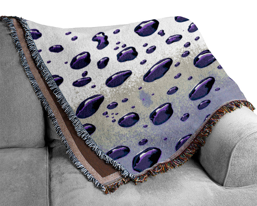 Purple Raindrops Woven Blanket