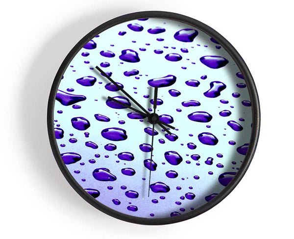 Purple Raindrops Clock - Wallart-Direct UK