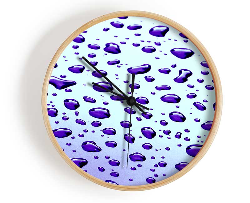 Purple Raindrops Clock - Wallart-Direct UK