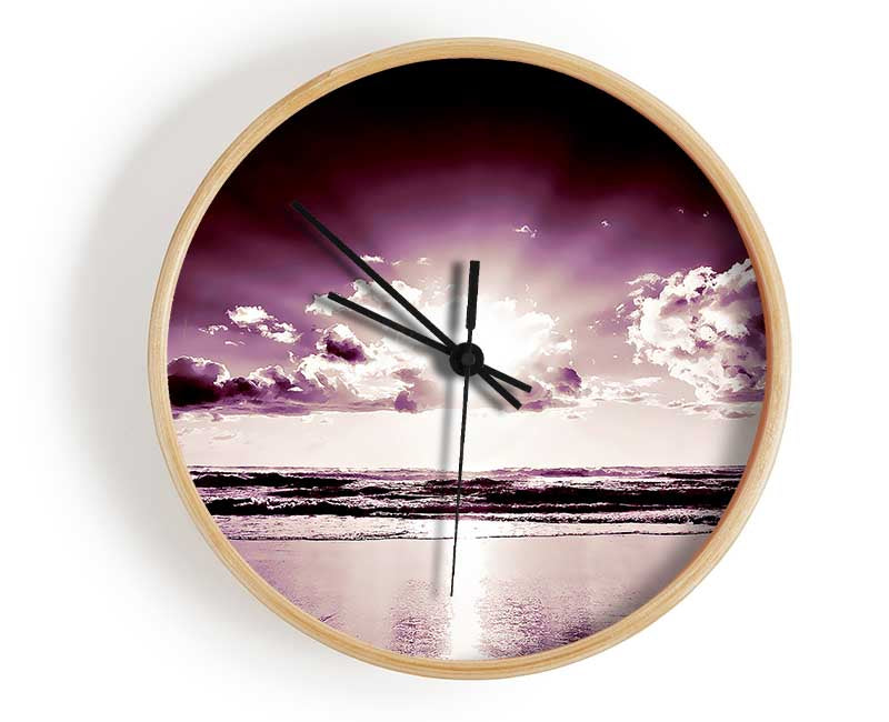 Purple Sunbeams Clock - Wallart-Direct UK