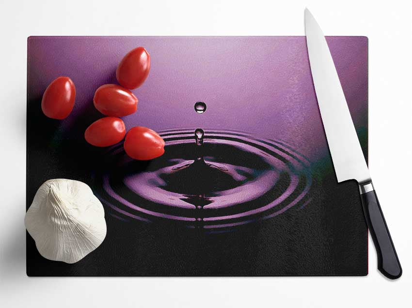 Purple Water Droplet Glass Chopping Board