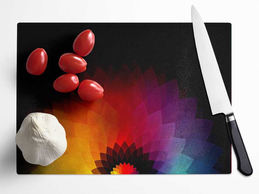 Rainbow Pyramids Glass Chopping Board