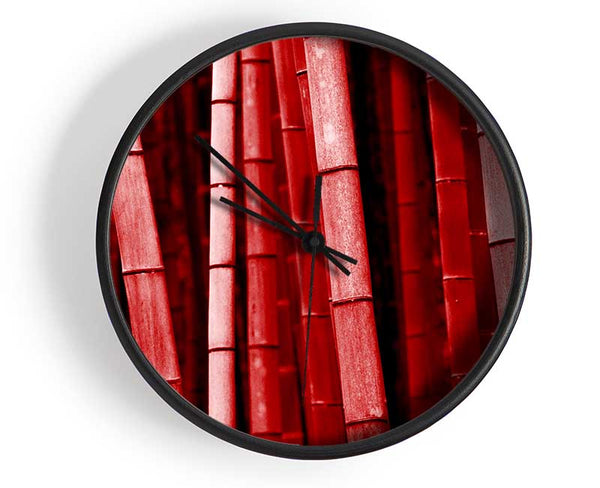 Red Bamboo Clock - Wallart-Direct UK