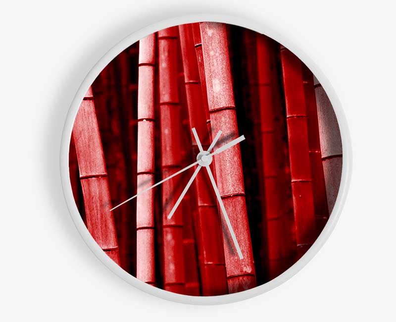 Red Bamboo Clock - Wallart-Direct UK