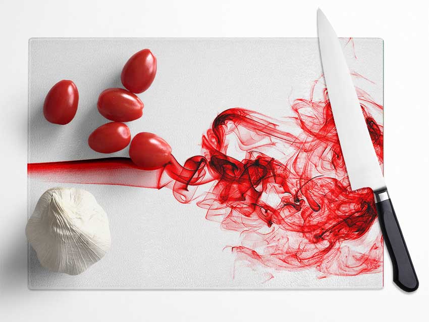 Red Celebration Glass Chopping Board