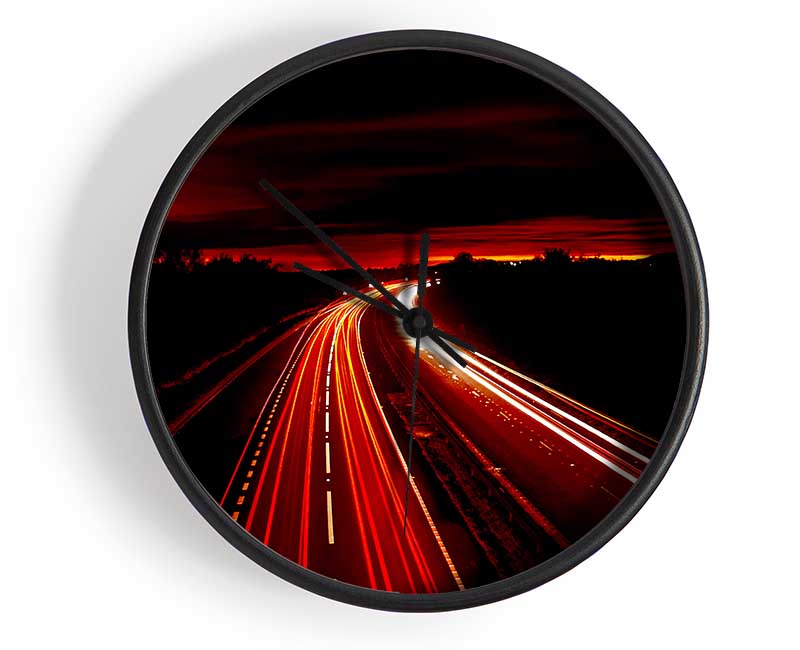 Red Fire Road Clock - Wallart-Direct UK