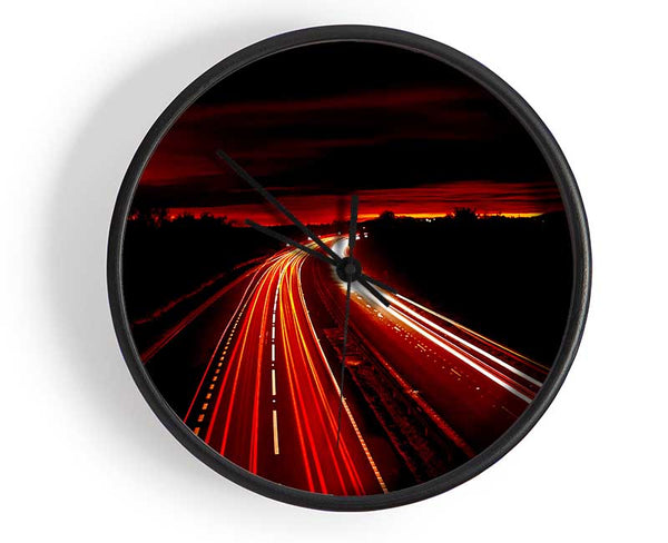 Red Fire Road Clock - Wallart-Direct UK