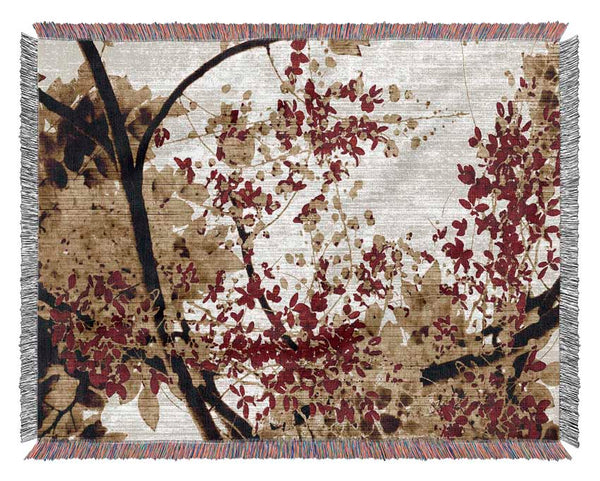 Red Leaves Of The Bay Woven Blanket