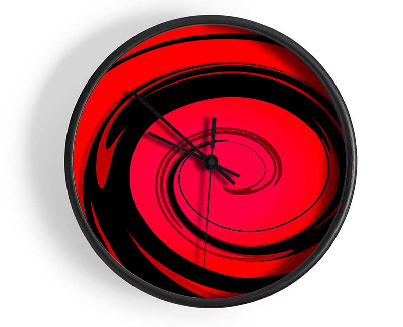 Red Liquid Swirl Clock - Wallart-Direct UK