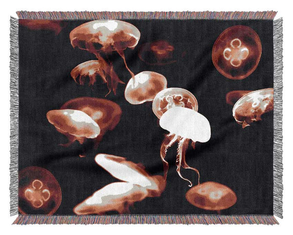 Red Neon Jellyfish Woven Blanket