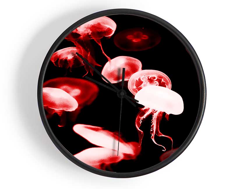 Red Neon Jellyfish Clock - Wallart-Direct UK