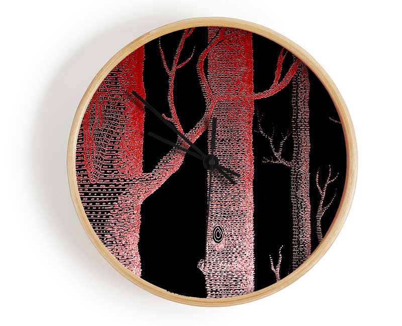 Red Night Trees Clock - Wallart-Direct UK