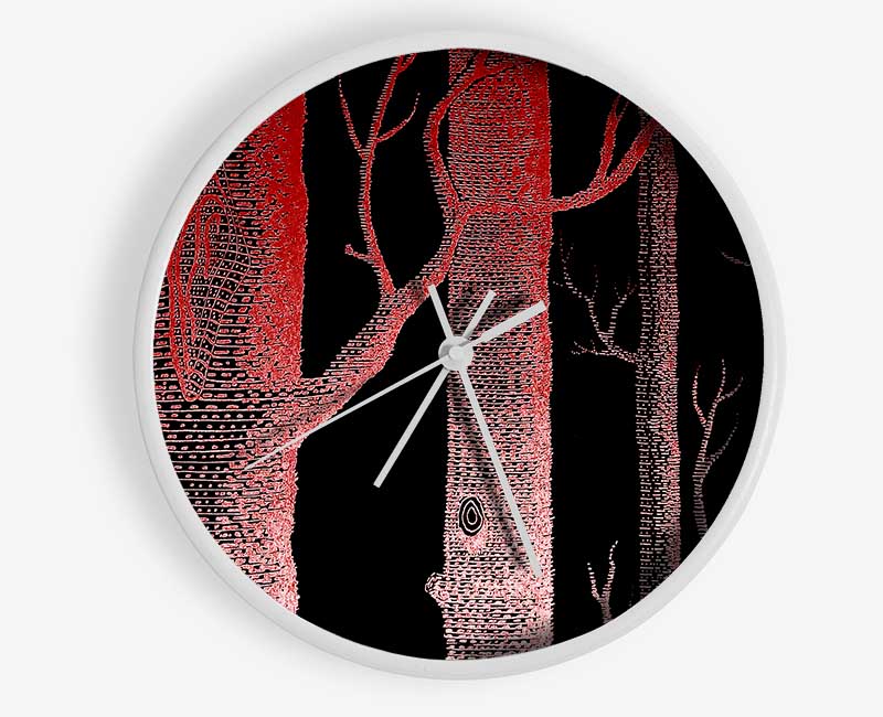 Red Night Trees Clock - Wallart-Direct UK