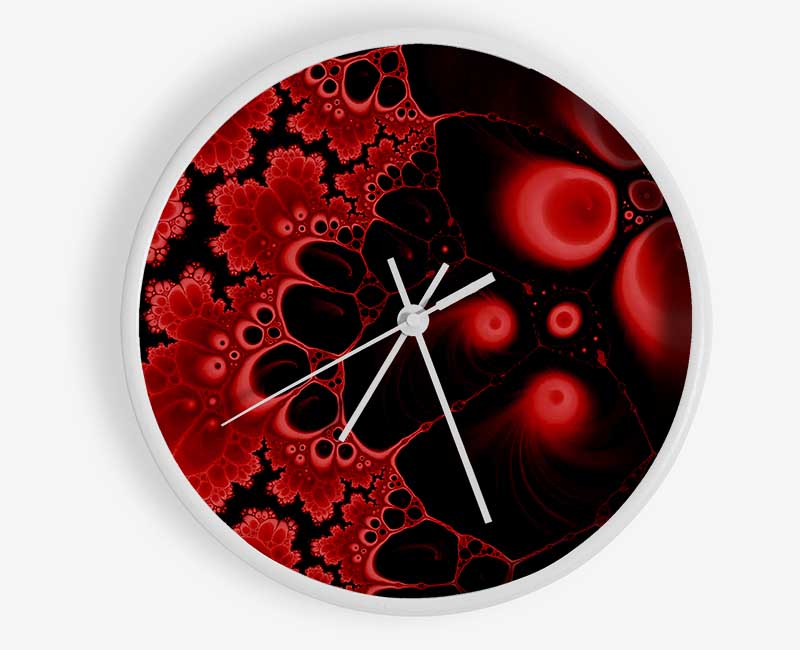 Red On Black Flourish Clock - Wallart-Direct UK