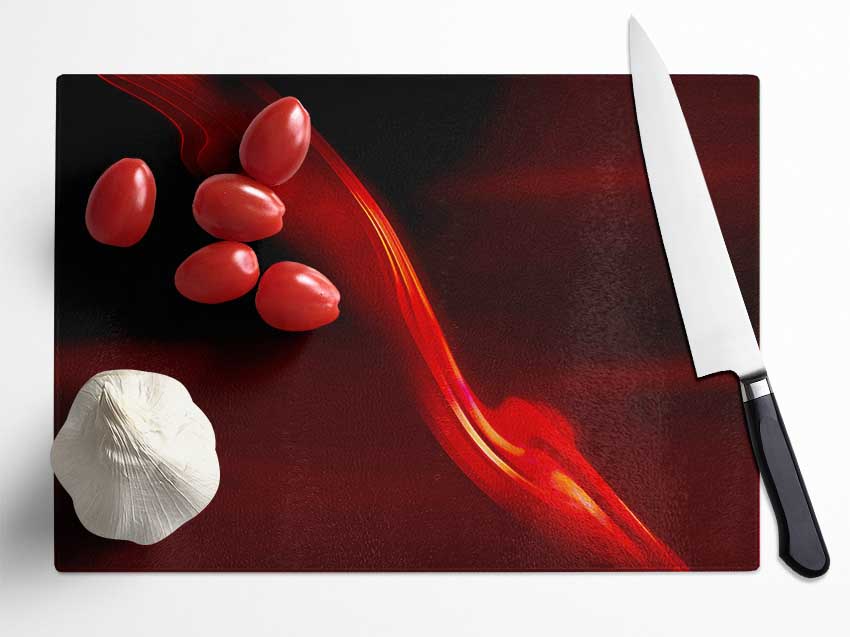 Red Silk Twist Glass Chopping Board