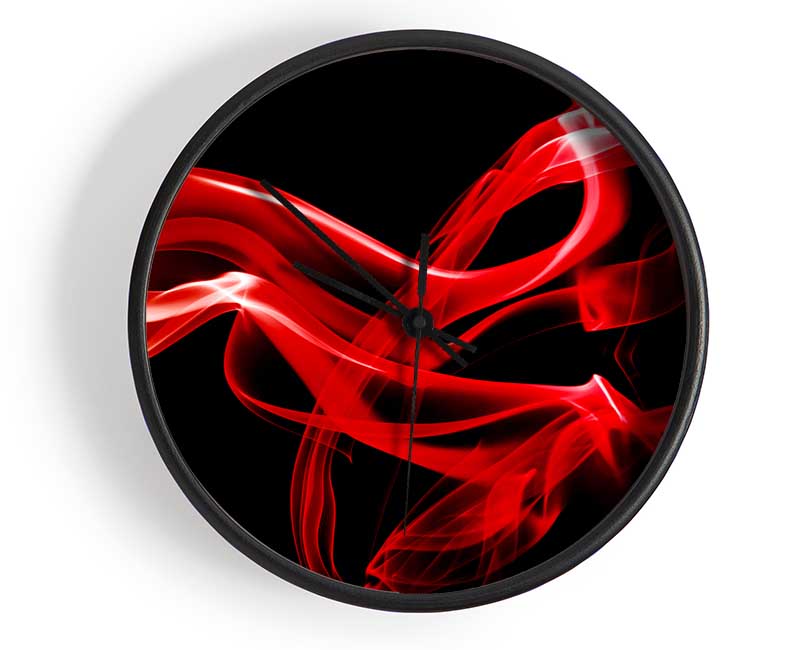 Red Smoke Patterns Clock - Wallart-Direct UK